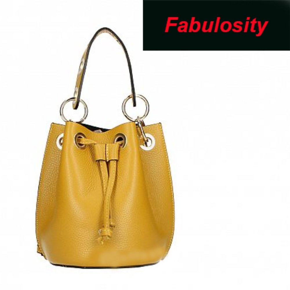 Adorable Mustard Yellow Italian Leather Bucket Bag